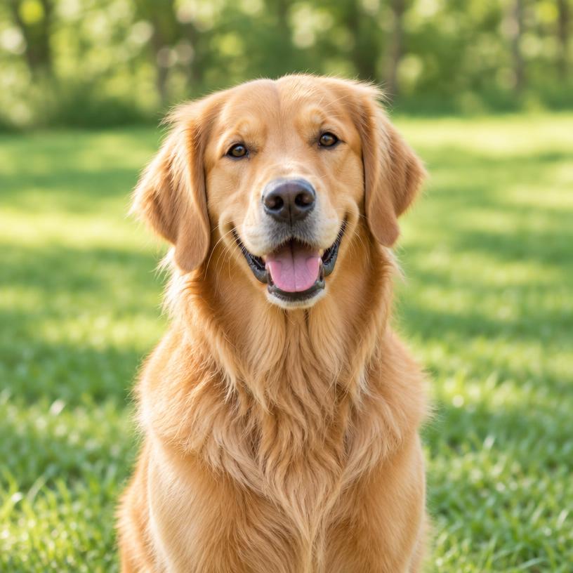 Golden retriever in an illustrative dog training app